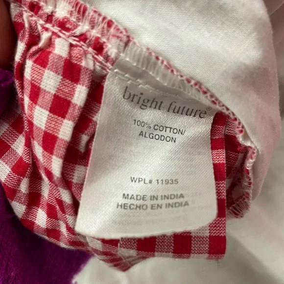 Bright Future red & white gingham, cotton crib quilt with matching bed skirt - Picture 6 of 8